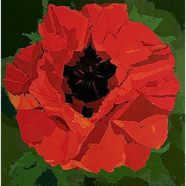 "Poppy Flower" Modern Oil Painting, by Jennifer Hohlfelder For Sale