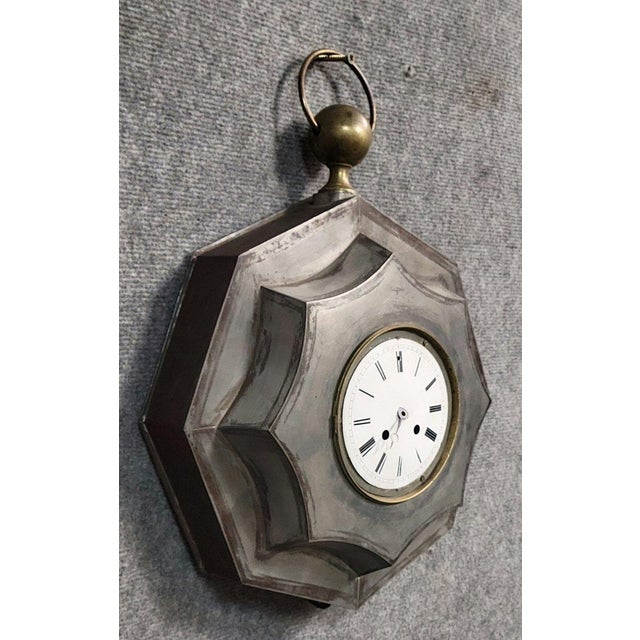 Hexagonal Sheet Metal Wall Clock For Sale - Image 3 of 6