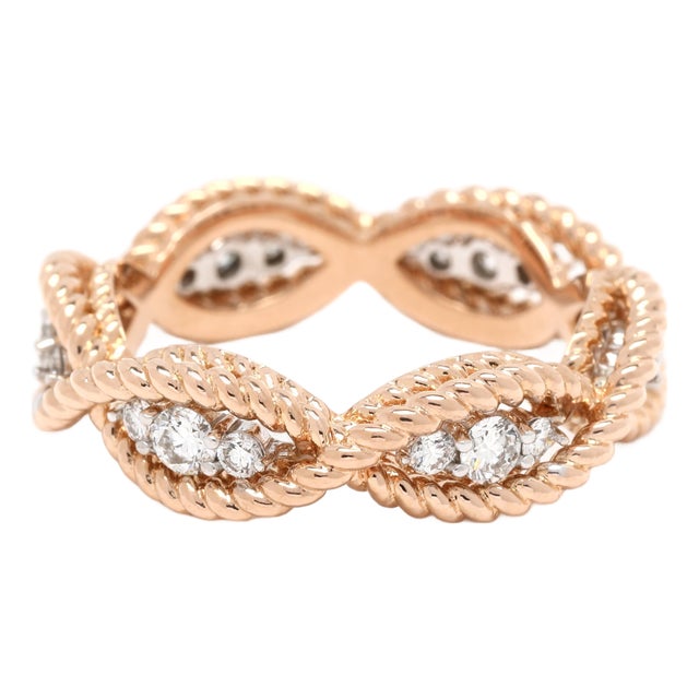 Roberto Coin .46ctw Diamond and Ruby Infinity Band Ring, 18k Rose Gold For Sale