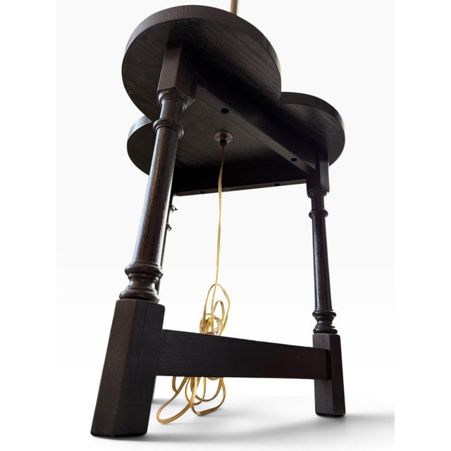 Vintage Frederick Cooper Mid-Century Clover Table Lamp With Gold Top and Linen Shade For Sale - Image 9 of 9