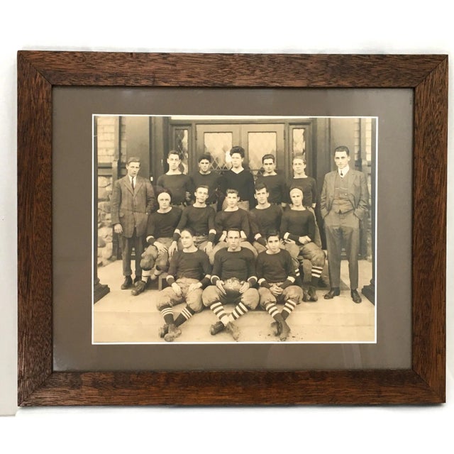 Antique Circa 1912 Boston Massachusetts High School Football Team Authentic Photograph in Walnut Wood Frame For Sale - Image 11 of 13