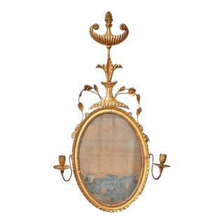 Fine George III Giltwood Girandole Mirror With Candle Arms, England 18th Century For Sale