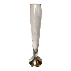 Mid 20th Century Etched Glass & Weighted Sterling Silver Bud Vase