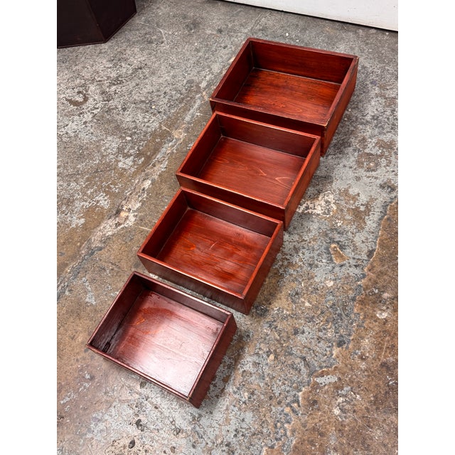 Wood Vintage Red Finish Wood Nesting Tray Boxes, Set of Four For Sale - Image 7 of 12