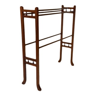Vintage Walnut Wood Towel Stand or Quilt Display Rack For Sale
