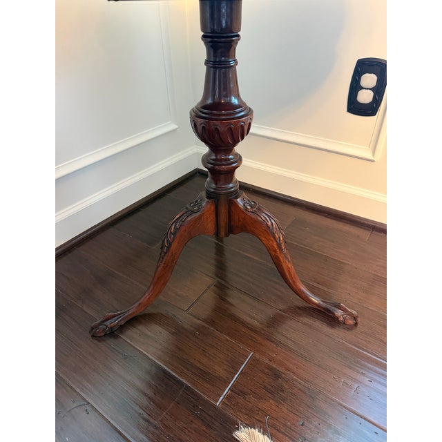 Wood Vintage Chippendale-Style Mahogany Drum Table With Drawer & Claw Feet For Sale - Image 7 of 10