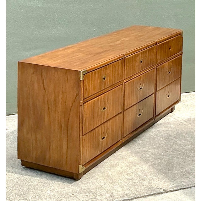 Vintage Drexel Wood and Brass Campaign Dresser For Sale - Image 9 of 13