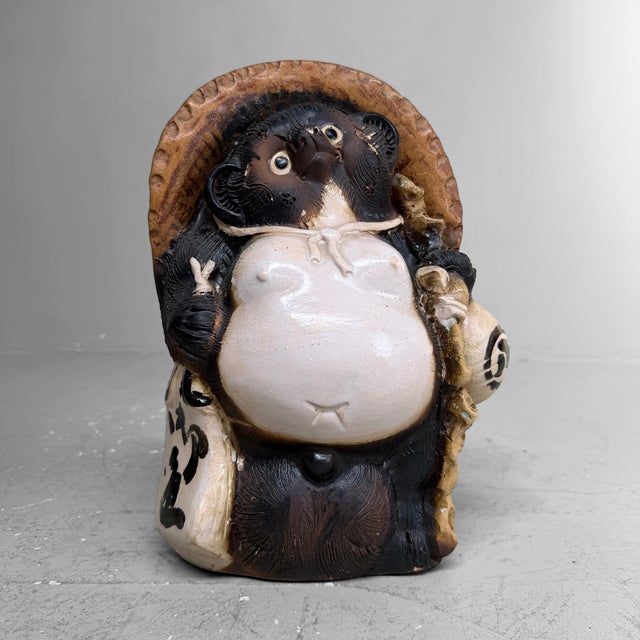 Japanese Shōwa Shigaraki Ware Tanuki Statue, 1960s For Sale - Image 12 of 12