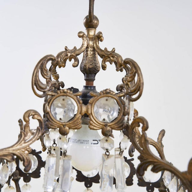 1930s Metal and Glass Chandelier For Sale - Image 8 of 10