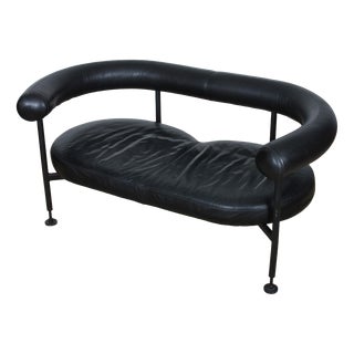 Two-Seater Leather Bench, 1980s For Sale