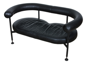 Two-Seater Leather Bench, 1980s