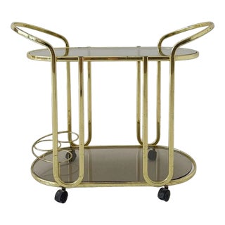 Vintage Brass and Glass Trolley, 1960s For Sale
