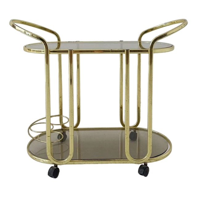 Vintage Brass and Glass Trolley, 1960s For Sale