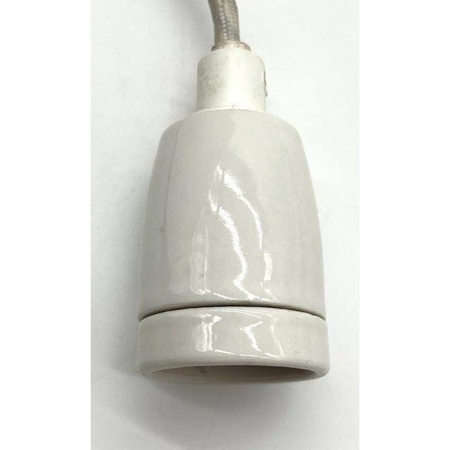 Vintage Scandinavian Cone Pendant Lamp in Red Enamel & Ceramic in the style of Louis Poulsen, 1960s For Sale - Image 11 of 15