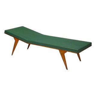 Italian Modern, Walnut, Leatherette, Chaise Lounge, Italy, 1950s For Sale