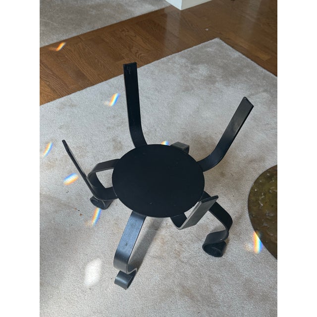 Moroccan Moroccan Brass Table on Black Iron Stand For Sale - Image 3 of 9