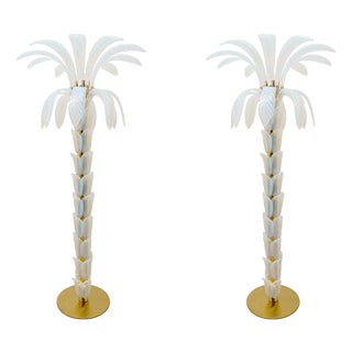 Iridescent Murano Glass Palm Tree Floor Lamps, 2000, Set of 2 For Sale