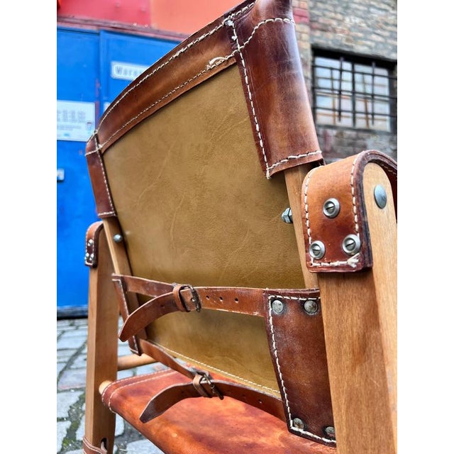 Safari Armchair with Cognac-Colored Leather Upholstery from Aage Bruun & Søn For Sale - Image 9 of 11