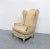 Louis XV style wing chair, cream painted frame with dark brown highlights for a distressed look
