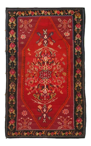Red Turkish Vintage Kilim 4'11'' X 8'8''