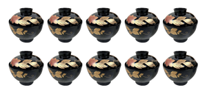 Japanese Lacquerware Rice Bowls, 1950s, Set of 10