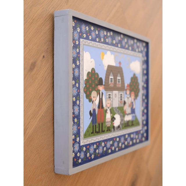 Folk Art Vintage Donna Moses Peasant Folk Art Family Portrait Painting For Sale - Image 3 of 8