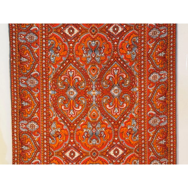 Textile Vintage Paisley Silk Oblong Scarf in Orange colors For Sale - Image 7 of 12