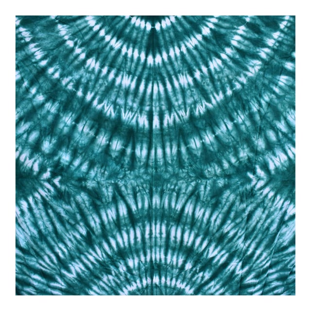 Early 20th Century Yoruba Tie Dyed Textile Teal 63x49 inch For Sale