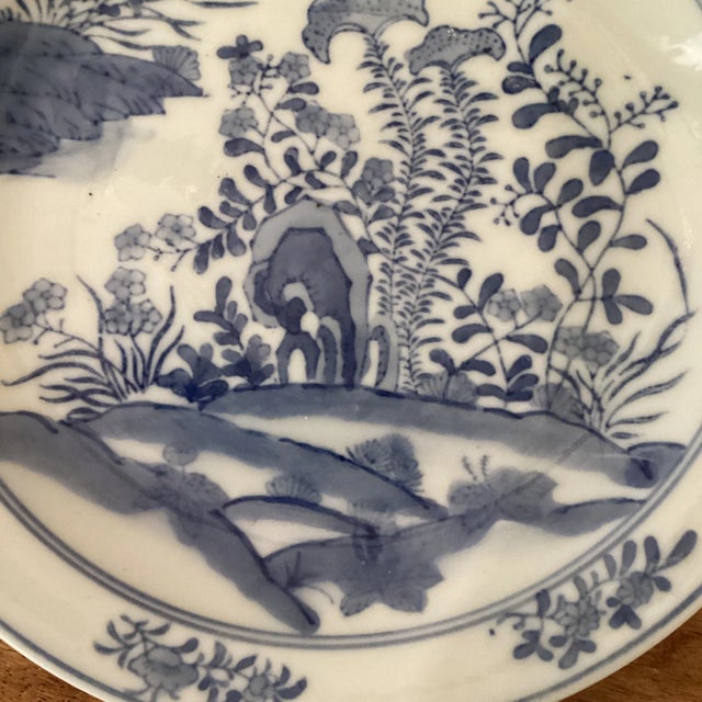Ceramic Antique Mid 19th Century Chinese Blue & White Porcelain Plate With Four-Character Mark For Sale - Image 7 of 13