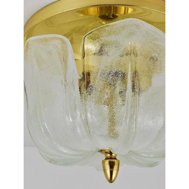 Mid-Century Brass and Glass Flush Mount from Limburg, Germany, 1970s For Sale - Image 10 of 11