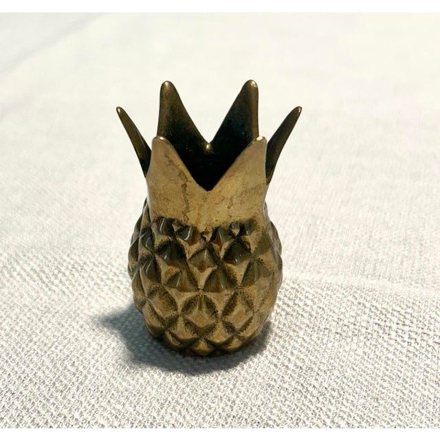 Mid-Century Modern MCM Andrea by Sadek Solid Brass Pineapple Candlestick Holders For Sale - Image 3 of 5