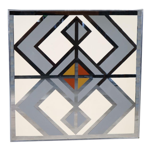 Vintage Geometric Op Art Mirror Wall Hanging by Sharon Art Concept 70's Retro Mid Century Modern Atomic MCM For Sale