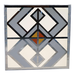 Vintage Geometric Op Art Mirror Wall Hanging by Sharon Art Concept 70's Retro Mid Century Modern Atomic MCM