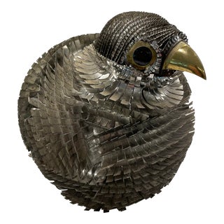 1960s Mid-Century Modern Brutalist Tin Pollo Sculpture by Alexander Blazquez For Sale