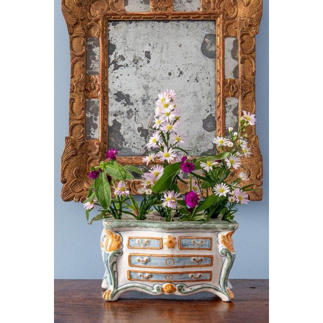 Celadon and Orange Faience Commode Bough Pot from Nevers, 18th Century For Sale - Image 11 of 12