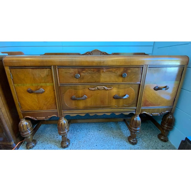 Brown Vintage Art Deco Waterfall Credenza For Sale - Image 8 of 8