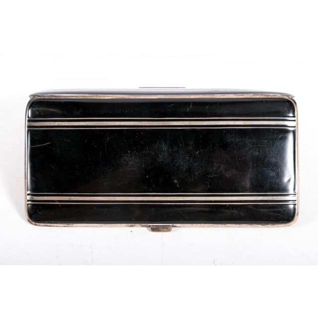 Art Deco Antique Webster Co. Art Deco Style Sterling Silver and Black Enamel Cigarette Case For Sale - Image 3 of 9