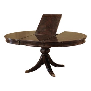 Round to Oval Dining Table in Dark Walnut Finish, With Self-Storing Leaf. An Ap Exclusive by AntiquePurveyor For Sale