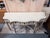 French Vintage Louis XVI Style Painted Demi Lune Console Table With Gilt Accents For Sale - Image 3 of 8