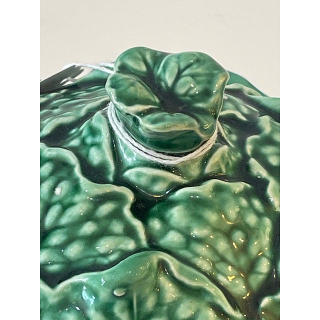 Ceramic Pair Majolica Covered Tureens Green Cabbage , by Sarreguemines For Sale - Image 7 of 12