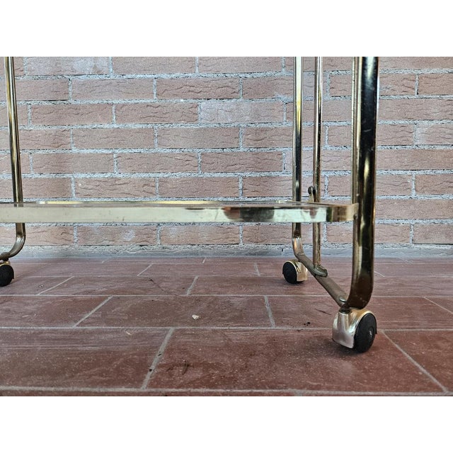 Trolley in Brass and Glass with Two Shelves, 1970s For Sale - Image 12 of 14