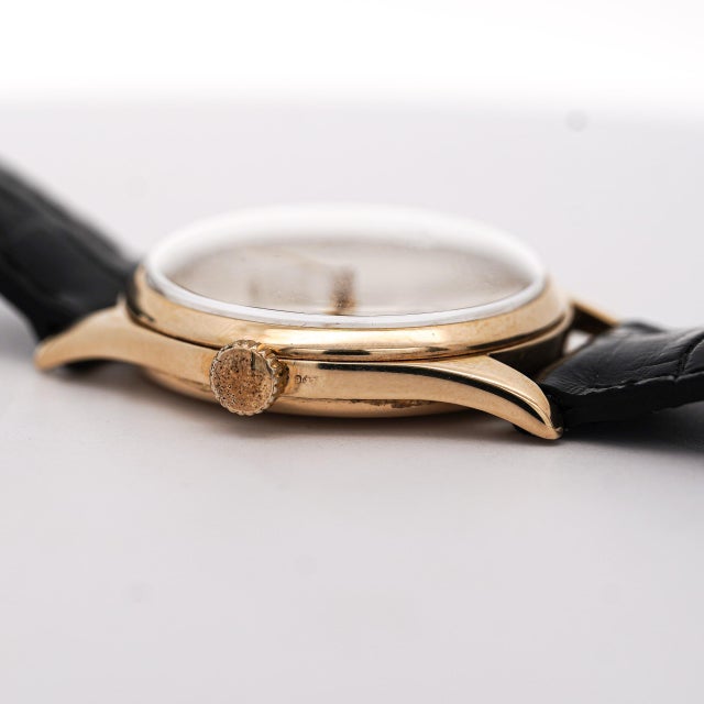 1940s Vintage Rolex Precision 12325 Gold Manual Wind Sub Dial on Leather Watch For Sale - Image 5 of 10