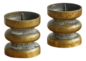 Brutalist Candleholders in Patinated Bronze, 1960s, Set of 2