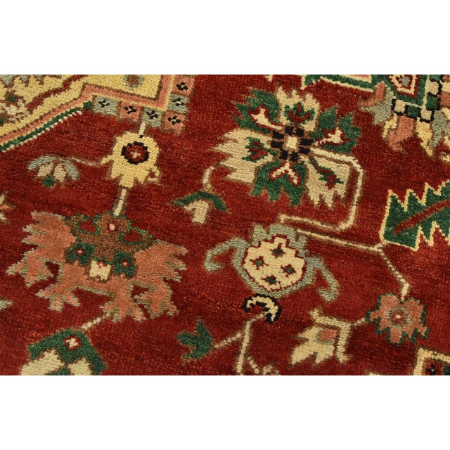 2020s Heriz Rug 9′ X 11’10” Red Wool Tribal Hand-Knotted Oriental Carpet For Sale - Image 5 of 15