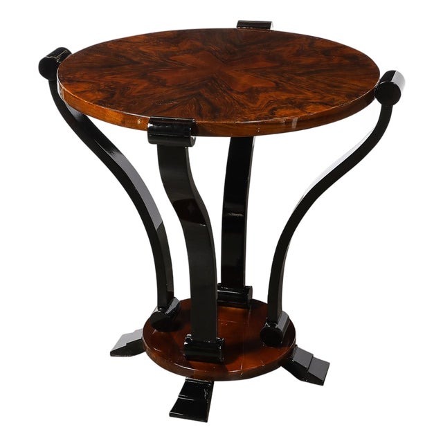 Art Deco Machine Age Occasional Table in Book-Matched & Burled Walnut For Sale