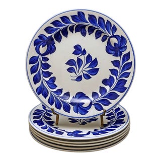 Early Adams Rose Blue White Plates Antique - Set of 6 For Sale