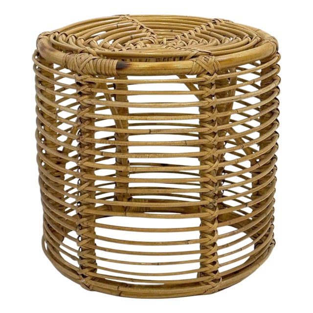 Mid-Century Modern Cane Wicker or Rattan Stools From Spain - Two Available For Sale
