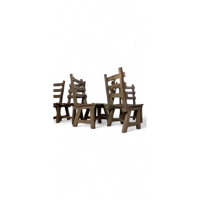 Brutalist Oak Dining Chairs, 1970s, Set of 6 For Sale - Image 5 of 9