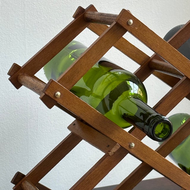 Mid 20th Century Mid-Century Modern Accordion-Style Wood Wine Rack For Sale - Image 5 of 10