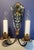 Pair of old Venetian etched mirrored light sconces, with beveled edges, fully functional. Extensive and rather haunting...